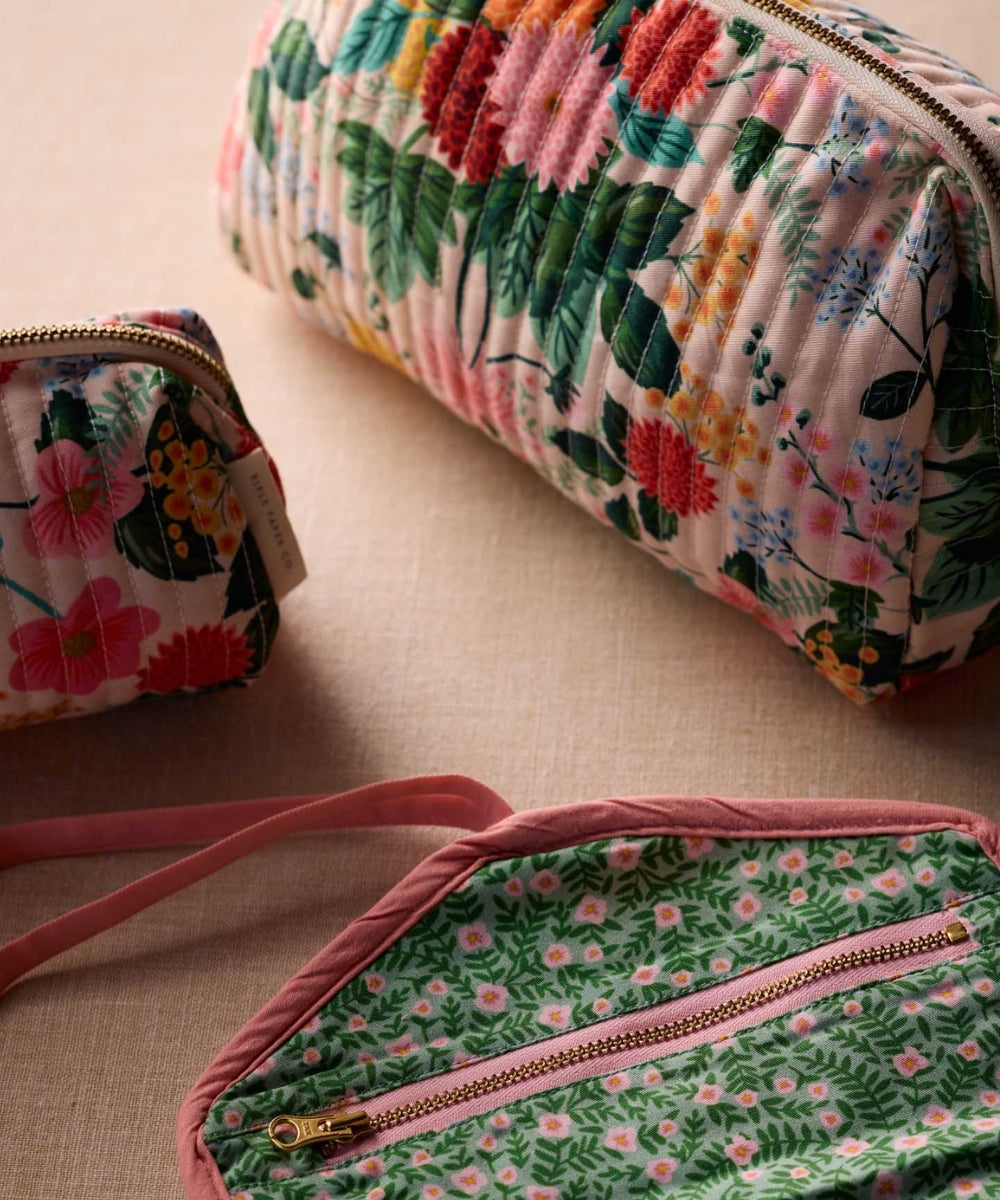 Dahlia - Quilted Large Cosmetic Pouch