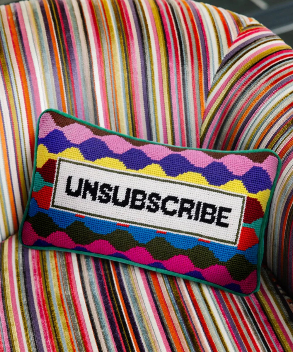 Unsubscribe Needlepoint Pillow