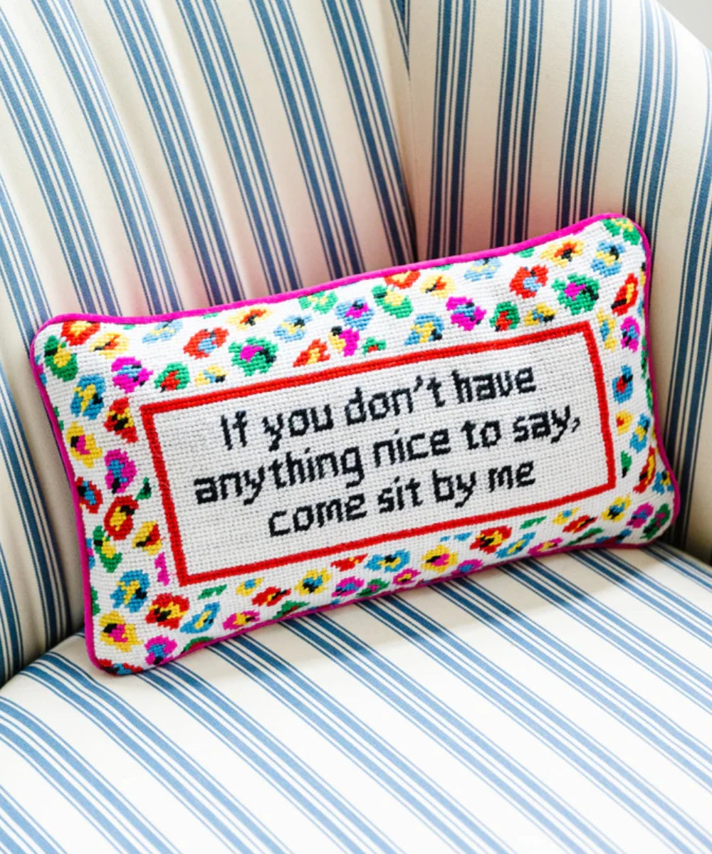 Come Sit By Me Needlepoint Pillow