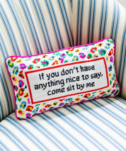 Come Sit By Me Needlepoint Pillow